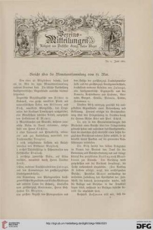 Vereinsmitteilungen Nr. 9 (Juni 1886)