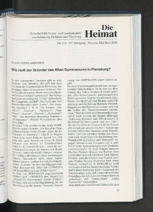 Wie hieß der Gründer des Alten Gymnasiums in Flensburg?