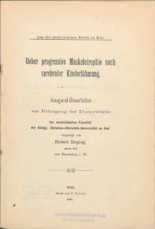 Ueber progressive Muskelatrophie nach cerebraler Kinderlähmung