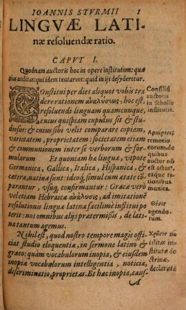Ioannis Sturmii Linguae Latinae resolvendae ratio : tradita in celebri reipublicae Argentoratensi academia anno septuagesimo tertio