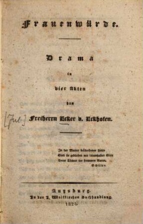 Frauenwürde : Drama in 4 Akten