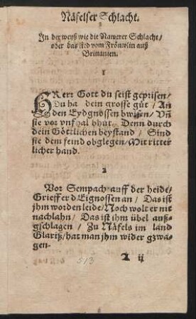 Næfelser Schlacht. Jn der weyß wie die Nawerer Schlacht/ oder das lied vom Frœuwlin auß Brittanien.