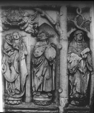 Chemnitz / Karl-Marx-Stadt, Schlosskirche, Nordportal, Detail, Entwurf Hans Witten (= Meister H W ?), Ausführung von Franz Maidburg (= Franz Magdeburg); Witten, Hans; Maidburg, Franz