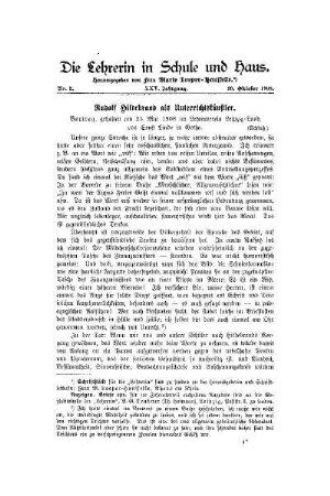 Rudolf Hildebrand als Unterrichtskünstler : Vortrag, gehalten am 23. Mai 1908 im Lehrerverein Leipzig-Land ; (Schluß)