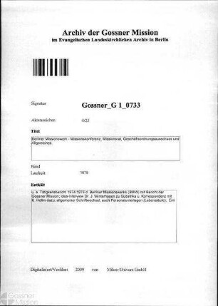 Berliner Missionswerk - Missionskonferenz, Missionsrat, Geschäftsordnungsausschuss