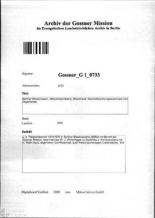Berliner Missionswerk - Missionskonferenz, Missionsrat, Geschäftsordnungsausschuss
