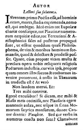 Autor Lectori suo salutem.