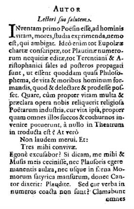 Autor Lectori suo salutem.