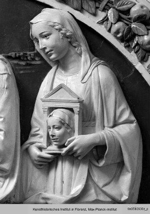 Lünette mit den Halbfiguren der Madonna, Johannes des Täufers und der heiligen Antilia