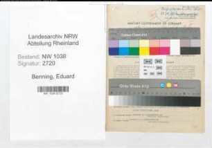 Entnazifizierung Eduard Benning , geb. 02.01.1890 (Wachleiter)