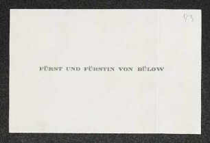 Brief von Bernhard von Bülow und Maria von Bülow an Gerhart Hauptmann