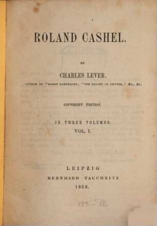 Roland Cashel : in three volumes. 1