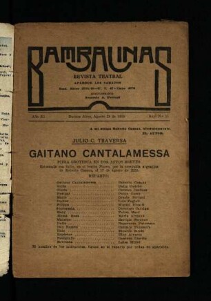 Gaitano Cantalamessa : pieza grotesca en dos actos breves