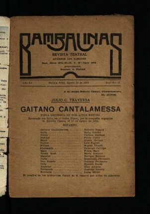 Gaitano Cantalamessa : pieza grotesca en dos actos breves