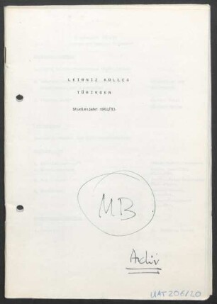 Studienprogramm Studienjahr 1982/83