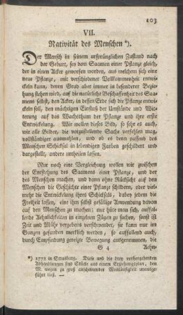 VII. Nativität des Menschen