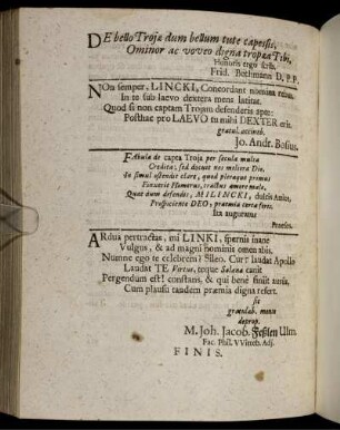 De bello Troja dum bellum tute capessis, ...