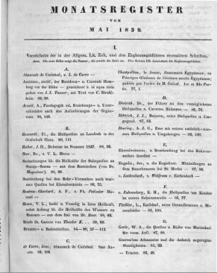 Monatsregister Mai