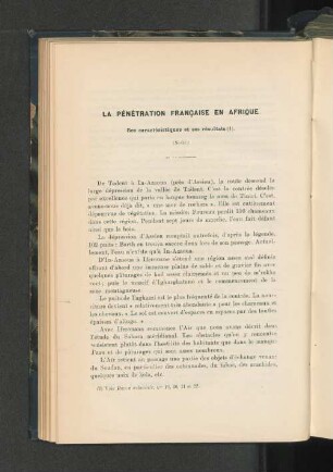 La penetration francaise en Afrique