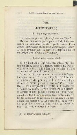 § 1. Règle de fausse position
