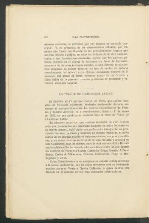La "Revue de l'Amérique Latine"