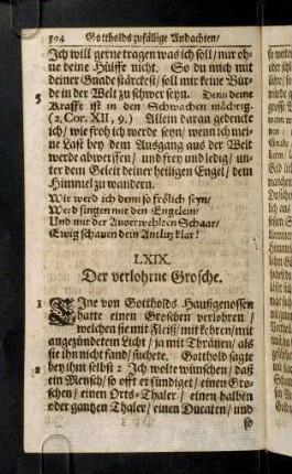 594-606, LXIX. Der verlohrne Grosche - LXXIII. Die Pfropff-Reiser