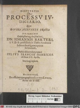 Disputatio De Processu Iudiciario