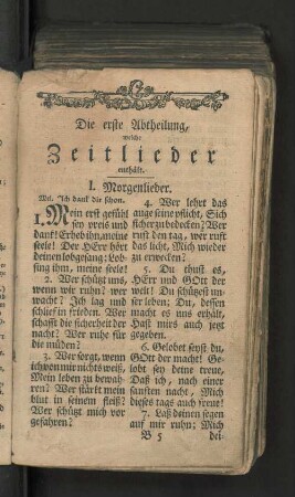 Die erste Abtheilung, welche Zeitlieder enthält.