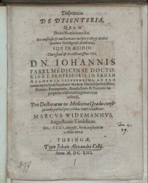 Disputatio De Dysenteria,