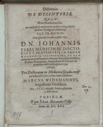 Disputatio De Dysenteria,