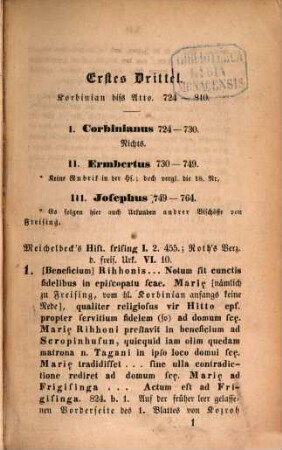 Örtlichkeiten des Bisthumes Freising : aus Kozroh's Handschrift in ganzen Sätzen ausgehoben. 1, 724 - 810