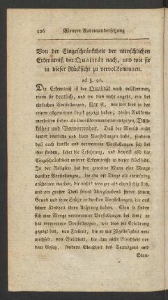 Von der Eingeschränktheit der menschlichen Erkenntniß der Qualität nach, und wie sie in dieser Rücksicht zu vervollkommnen