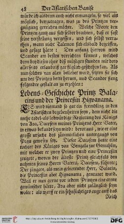 Lebens = Geschichte Printz Balacins und der Princeßin Higvanama