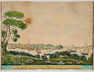 Die Ansicht von Kiel über dem Hafen, auf dem Wege nach Dorfgarten. 1830.