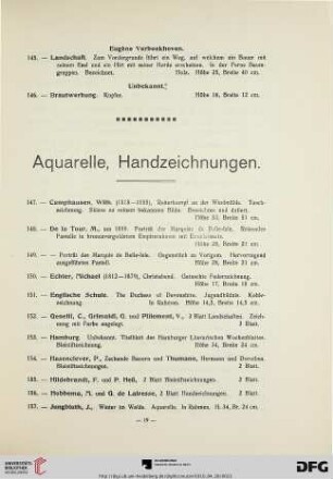 Aquarelle, Handzeichnungen (Nr. 147-178)