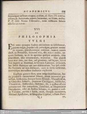 XVI De Philosophia Vulgi