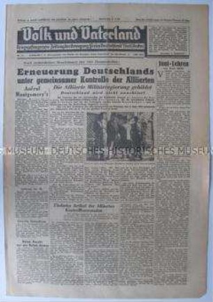 Kriegsgefangenen-Zeitung der Bewegung "Freies Deutschland" für den Westen zur Bildung der Alliierten Militärregierung