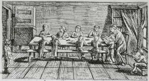 Schulstube (Lehrer mit 11 Schülern)