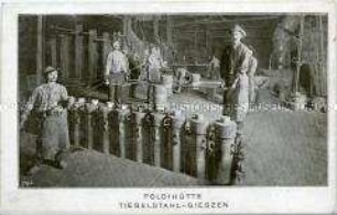 Arbeiter in der Gießerei der Poldihütte in Kladno