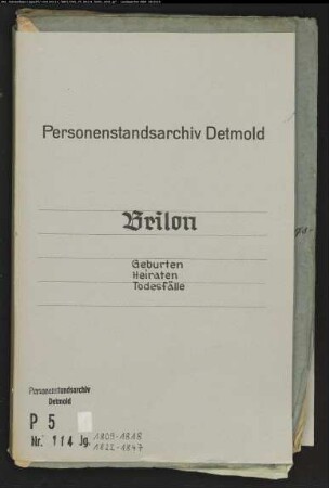 Zivilstandsregister der Juden (Duplikate für das Stadt- und Landgericht Brilon) mit den Orten Alme, Brilon und Brunskappel (GH 1809-1818) (Gemeinde: Brilon, Kreis Brilon)