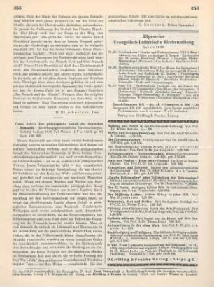 255-256 [Rezension] Franz, Alfred, Der pädagogische Gehalt der deutschen Romantik