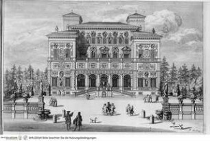 Villa Borghese fuori di Porta Pinciana, Tafel [1] (zwischen den Seiten 132-133): Ansicht der Villa Borghese