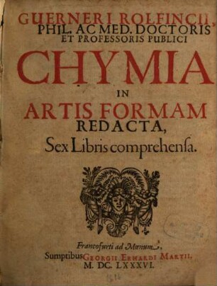 Chymia in artis formam redacta