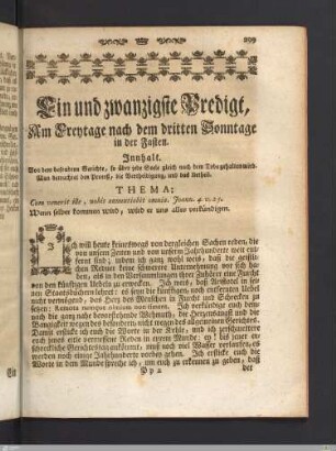 Ein und zwanzigste Predigt. Am Freytage nach dem dritten Sonntage in der Fasten.