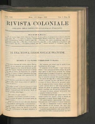 Di Una Nuova Legge Sociale Francese.
