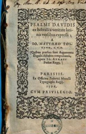 Psalmi Davidis ex hebraica veritate latinis versibus expressi ...