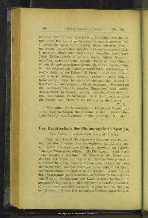 Der Rechtsschutz der Photographie in Spanien