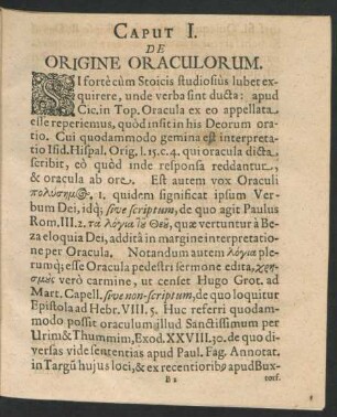 Caput I. De Origine Oraculorum.
