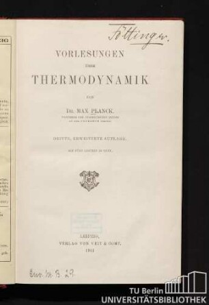 Vorlesungen über Thermodynamik