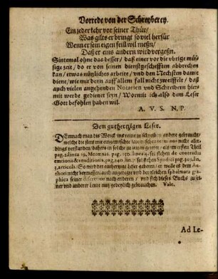 Dem guthertzigen Leser.